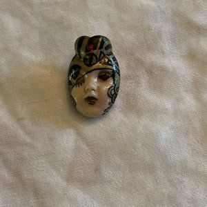 Pin--Mardi Gras Like Painted Face Handmade & Signed by Artist